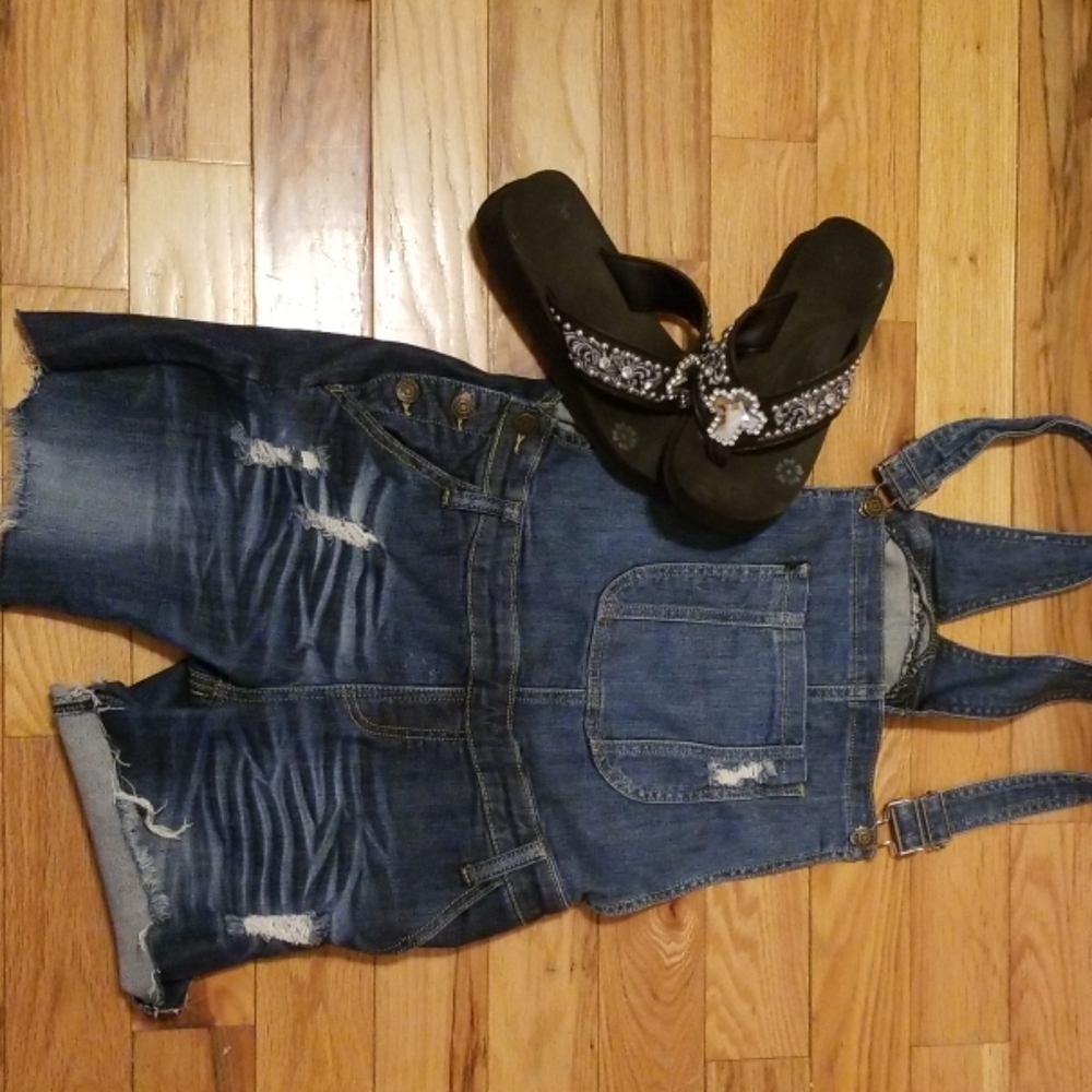 Jean short overalls